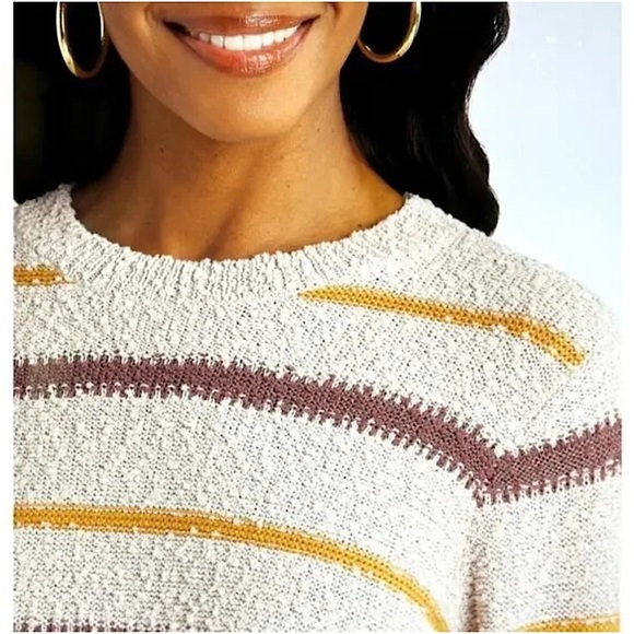 NWT MASON & BELLE Boucle Textured Knit Striped Pullover Crewneck Sweater XXL - Picture 2 of 8